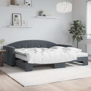 Kansas Velvet Daybed With Guest Bed And Mattress In Dark Grey - UK