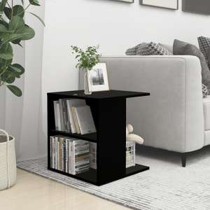 Kaori Wooden Side Table With Shelves In Black