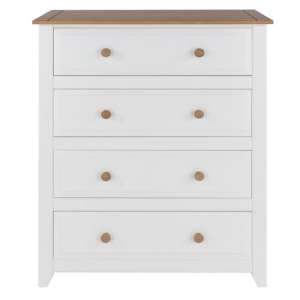 Knowle Tall Chest Of Drawers In White And Antique Wax - UK