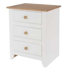 Knowle Three Drawer Bedside Cabinet In White And Antique Wax - UK
