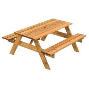 Karis Scandinavian Pine Picnic Table With 6 Seater Benches