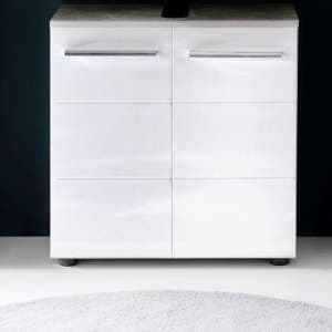 Karla Vanity Cabinet In Stone Grey And White High Gloss