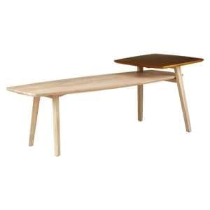 Karot Wooden Coffee Table In Gold And Light Grey - UK