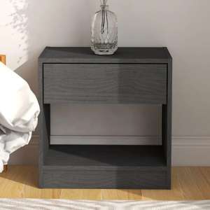 Kasia Pinewood Bedside Cabinet With 1 Drawer In Grey - UK