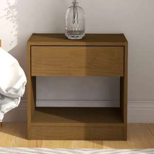 Kasia Pinewood Bedside Cabinet With 1 Drawer In Honey Brown - UK