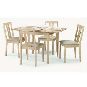 Ranee Wooden Dining Table In Natural With 4 Dining Chairs
