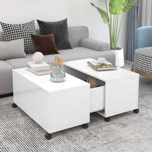 Katashi High Gloss Coffee Table With Castors In White
