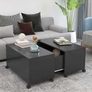 Katashi Wooden Coffee Table With Castors In Grey - UK