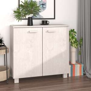 Kathy Solid Pinewood Sideboard With 2 Doors In White - UK