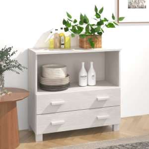 Kathy Solid Pinewood Sideboard With 2 Drawers In White - UK