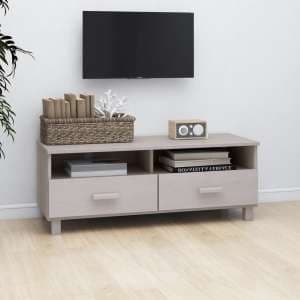Kathy Solid Pinewood TV Stand With 2 Drawers In White - UK