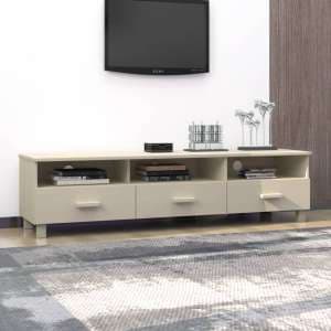 Kathy Solid Pinewood TV Stand With 3 Drawers In Honey Brown - UK