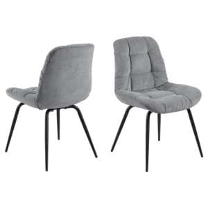 Katya Grey Fabric Dining Chairs In Pair - UK