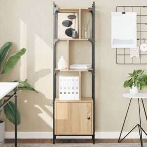 Kavala Wooden Bookcase With 3 Shelves 1 Door In Sonoma Oak - UK