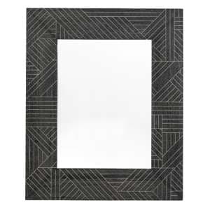 Kavala Wall Mirror Rectangular In Black Wooden Frame - UK