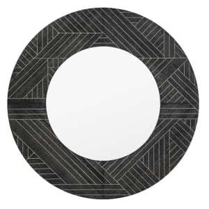 Kavala Wall Mirror Round In Black Wooden Frame - UK