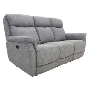 Kavon Fabric Electric Power Recliner 3 Seater Sofa In Grey - UK