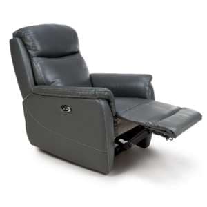 Kavon Leather Electric Power Recliner 1 Seater Sofa In Grey