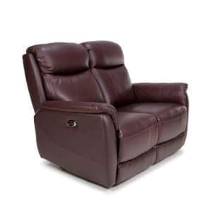 Kavon Leather Electric Power Recliner 2 Seater Sofa In Chestnut