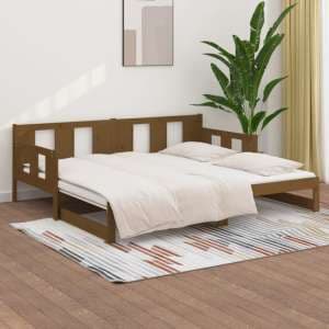 Kayin Pine Wood Pull-Out Single Day Bed In Honey Brown
