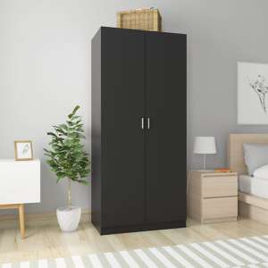 Kaylor Wooden Wardrobe With 2 Doors In Black - UK