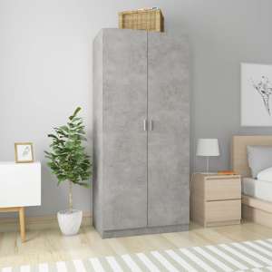 Kaylor Wooden Wardrobe With 2 Doors In Concrete Effect - UK