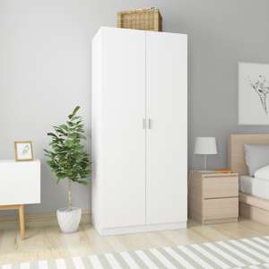 Kaylor Wooden Wardrobe With 2 Doors In White - UK