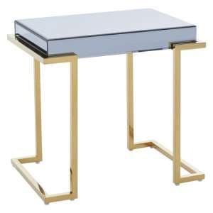 Kayo Grey Glass Top End Table With Gold Stainless Steel Base - UK
