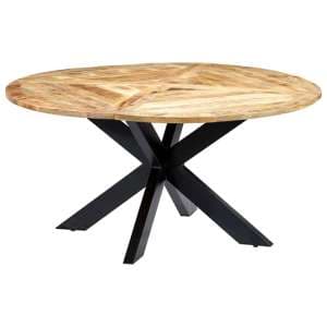 Kaysar Large Round Solid Mango Wood Dining Table In Natural