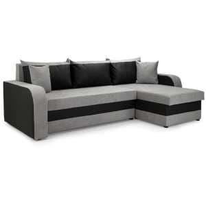 Keagan Fabric Corner Sofa Bed In Black And Grey