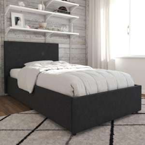 Keely Linen Fabric Single Bed With 2 Drawers In Dark Grey - UK