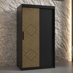 Keene Wooden Wardrobe 100cm With 2 Sliding Doors In Black - UK