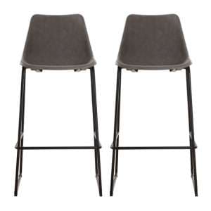 Kekoun Ash Faux Leather Bar Chairs With Black Legs In A Pair