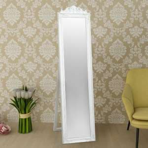 Kellan Free-Standing Baroque Style Mirror In White - UK