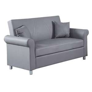 Keller Faux Leather 2 Seater Sofa Bed In Grey - UK