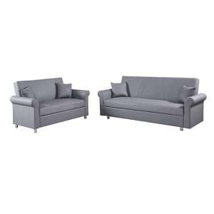 Keller Faux Leather 3+2 Seater Sofa Beds In Grey - UK