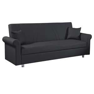 Keller Faux Leather 3 Seater Sofa Bed In Black - UK