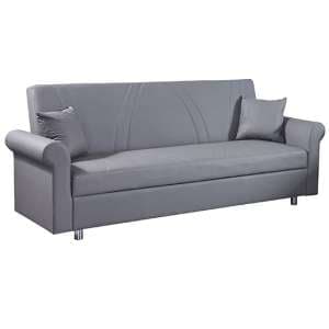 Keller Faux Leather 3 Seater Sofa Bed In Grey - UK