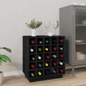 Keller Solid Pine Wood Wine Cabinet In Black - UK