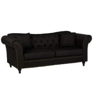 Kelly Upholstered Fabric 3 Seater Sofa In Black - UK
