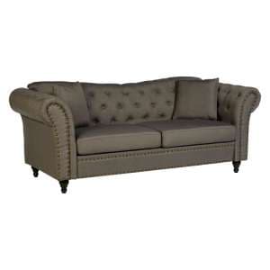 Kelly Upholstered Fabric 3 Seater Sofa In Grey - UK