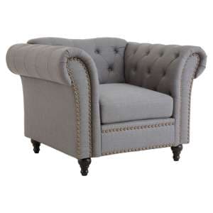 Kelly Upholstered Fabric Armchair In Grey - UK