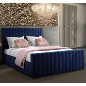 Kelowna Plush Velvet Upholstered Double Bed Blue - UK