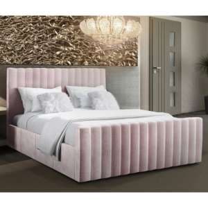 Kelowna Plush Velvet Upholstered Double Bed Pink - UK