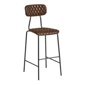 Kelso Faux Leather Bar Stool In Vintage Brown - UK