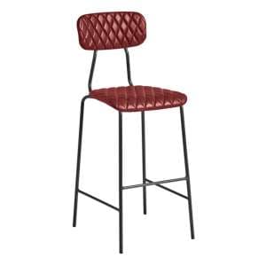 Kelso Faux Leather Bar Stool In Vintage Red - UK