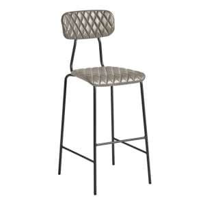 Kelso Faux Leather Bar Stool In Vintage Silver - UK