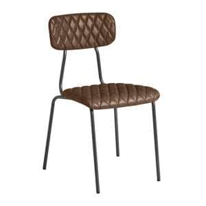 Kelso Faux Leather Dining Chair In Vintage Brown - UK