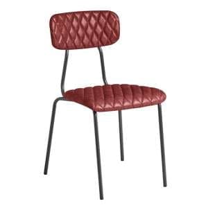 Kelso Faux Leather Dining Chair In Vintage Red - UK