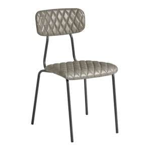 Kelso Faux Leather Dining Chair In Vintage Silver - UK